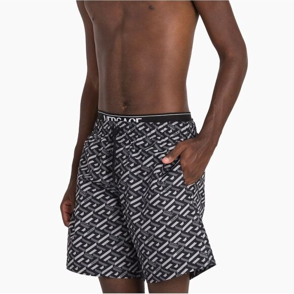 Versace  Logo Print Drawstring Swim Trunks size 4/ Large - Picture 2 of 15